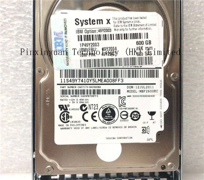 IBM 600GB 2,5" sistema X del disco rigido 49Y2003 49Y2004 49Y2007 del server di SRS 6G 10K